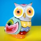 Owl art polystone figurine handmade handpainting  gift