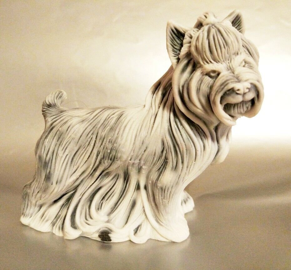 Yorkshire Terrier statuette marble chips realistic figurine dog made in Russia