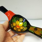 Khokhloma wooden duck for salt folkcrafts handmade handpainting 1980 Russia
