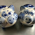 Two cute pigs porcelain figurine hand painted made in Russia