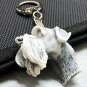 Schnauzer keychain half dog head figurine marble chips from Russia handmade