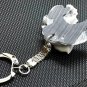 Schnauzer keychain half dog head figurine marble chips from Russia handmade