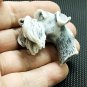 Schnauzer keychain half dog head figurine marble chips from Russia handmade