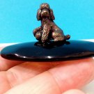 Poodle brass miniature figurine dog with ball  dark crystal for collection