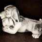 Puppy with bone statuette marble chips realistic figurine dog made in Russia