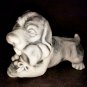 Puppy with bone statuette marble chips realistic figurine dog made in Russia