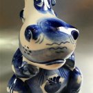 Hippopotamus porcelain 4.3 inch handmade souvenir from Russia