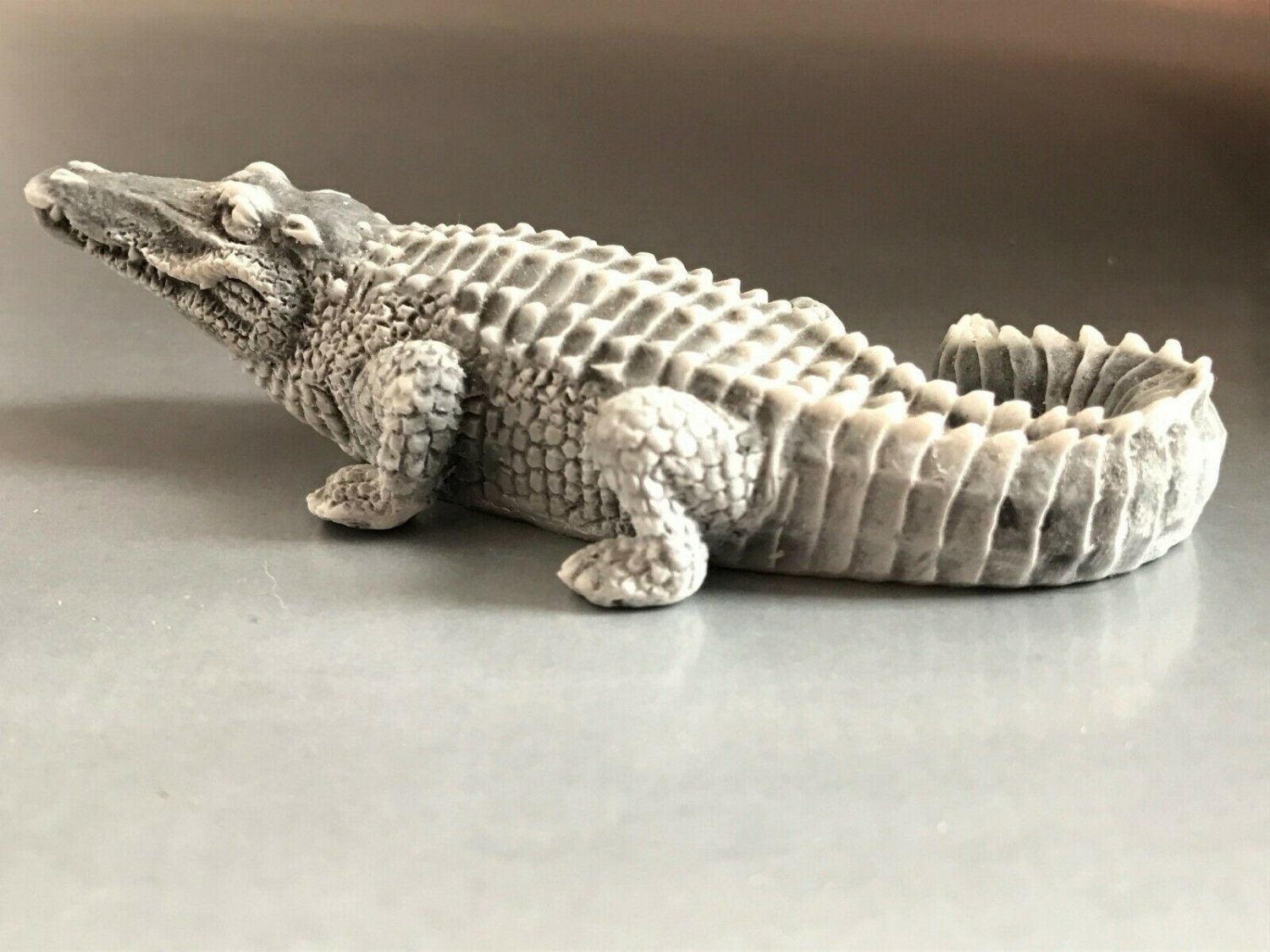 Crocodile statuette marble chips realistic figurine from Russia