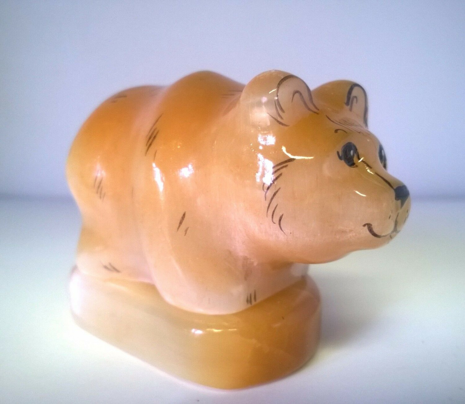Bear natural stone selenite nice figurine homedecor art handmade souvenir Russia
