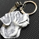 Saint Bernard keychain half of dog head figurine marble chips handmade Russia