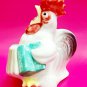 Funny rooster with harmonica porcelain figurine handmade souvenir from Russia