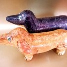 Dachshund two figurines dog majolica handmade for collections made in Russia