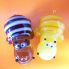 Hippopotamus two funny figurines blown glass handmade  souvenirs Russia