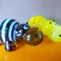 Hippopotamus two funny figurines blown glass handmade souvenirs Russia