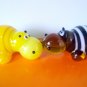 Hippopotamus two funny figurines blown glass handmade souvenirs Russia