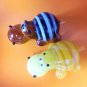 Hippopotamus two funny figurines blown glass handmade souvenirs Russia