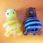 Hippopotamus two funny figurines blown glass handmade souvenirs Russia