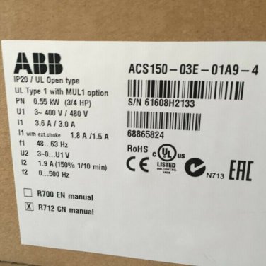 One new Abb Inverter ACS150-03E-01A9-4 3P AC380V~480V 0.55KW Expedited Shipping
