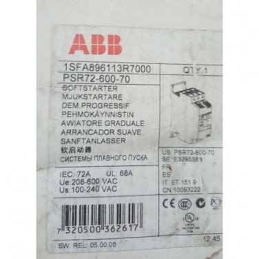 new Abb PSR72-600-70 1SFA896113R7000 Soft Starter Two Year Warranty 763032047701