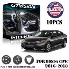 10x White LED Interior Lights + Reverse Package Kit Fit 16-2018 2019 Honda Civic