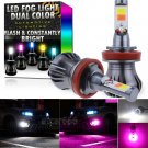H11 H8 H9 H16 LED DRL Fog Driving Light Bulb Dual Color Strobe White Pink Purple