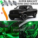 10 x Ultra Green Interior LED Lights Kit + TOOL For 2010-2017 RAM 1500 2500 3500