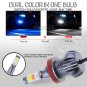 H11 H8 H9 H16 Upgrade LED Fog Light Bulbs Dual Color w/ Flash Mode White + Blue