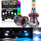 H11 H8 H9 H16 LED DRL Fog Light Bulbs Dual Color Strobe Flash White + Ice Blue
