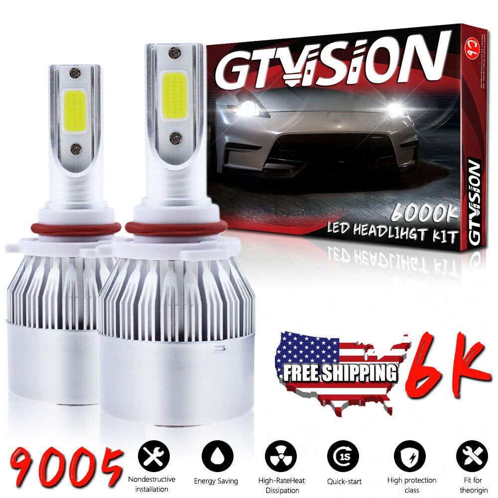 2x 9005 HB3 LED Headlight Bulbs 1300W 195000LM Kit High Beam Premium 6000K White