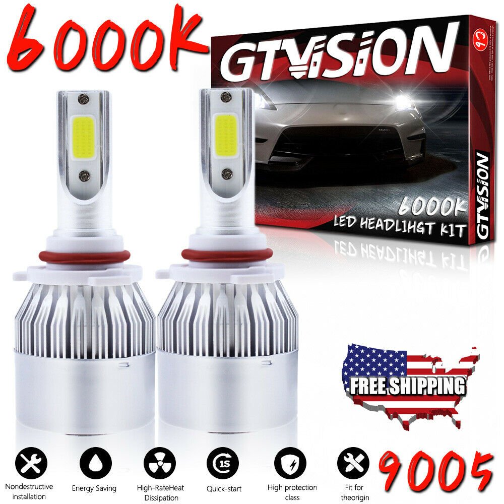 9005 HB3 LED Headlight 6000K HID Xenon White 1300W 195000LM High Power Upgrade
