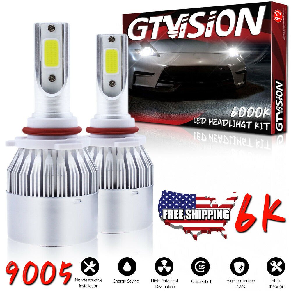 2x LED Headlight 9005 HB3 White 6000K Low Beam Bulb for Hyundai Sonata 2015-2019