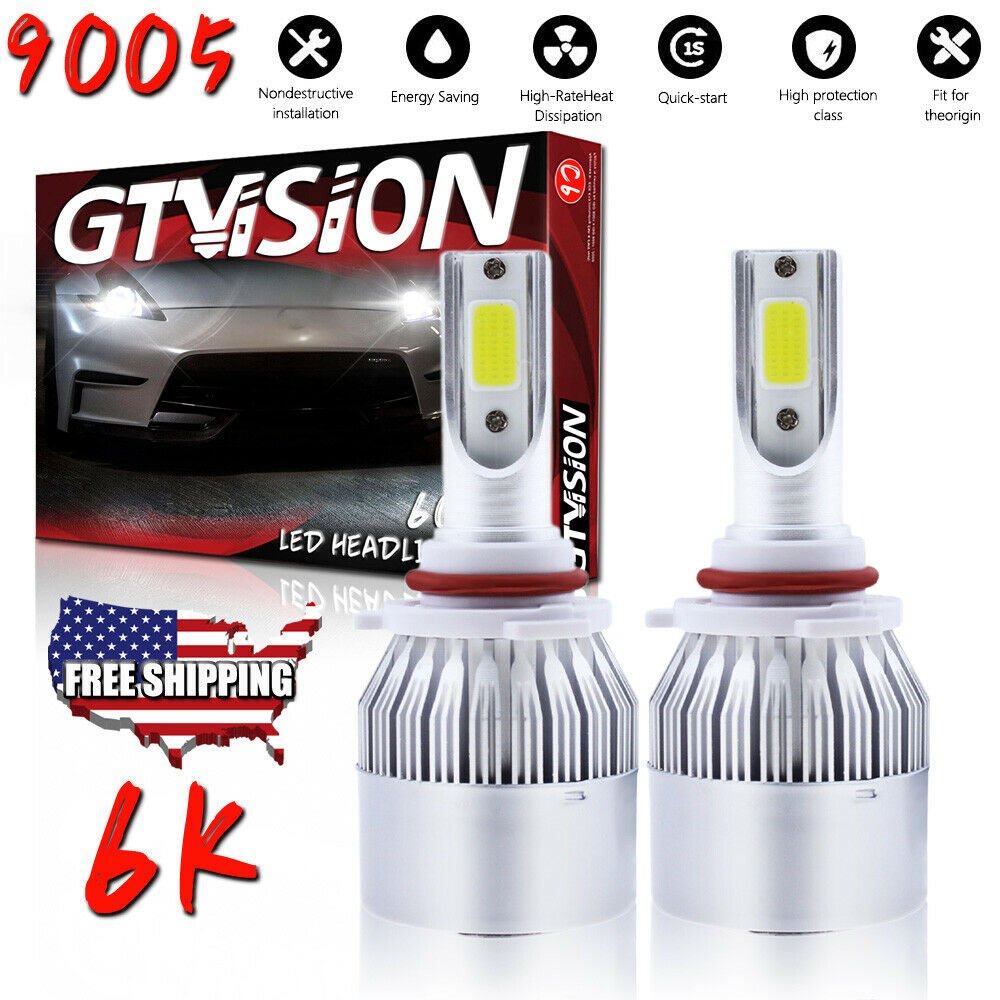 LED Headlight Kit 9005 6000K White Bulbs High Beam for Chevy Suburban 1995-2018