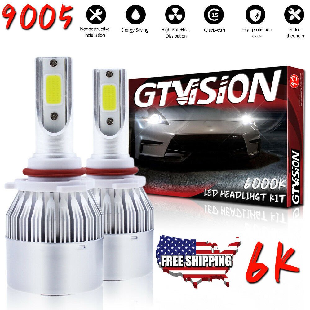 LED Headlight Kit H11 9005 6000K White Hi/Low 4 Bulbs for Chevy Tahoe 2007-2019