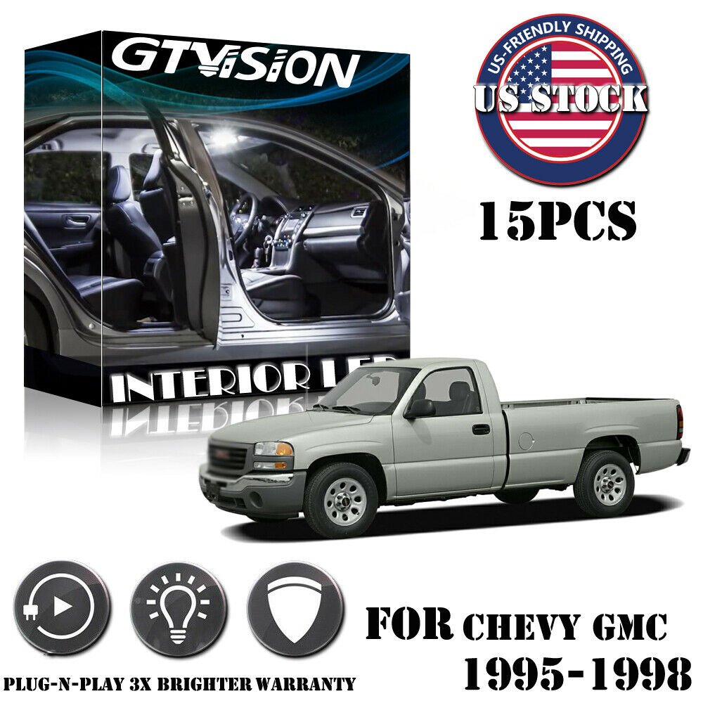 15x LED Interior Lights Package kit Fit 95-98 Chevy Silverado GMC Sierra +Tool