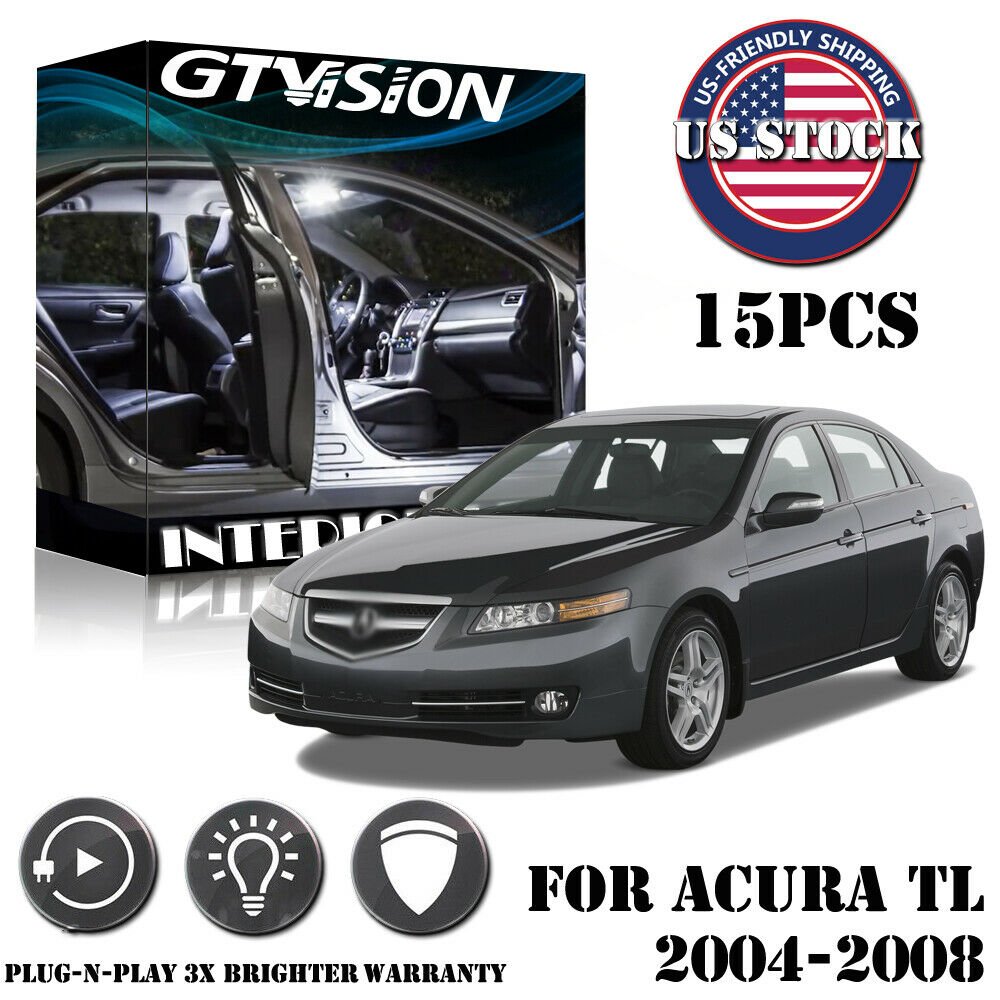 15x White LED Interior Lights Package Kit Fit 2004 - 2006 2007 2008 Acura TL #US
