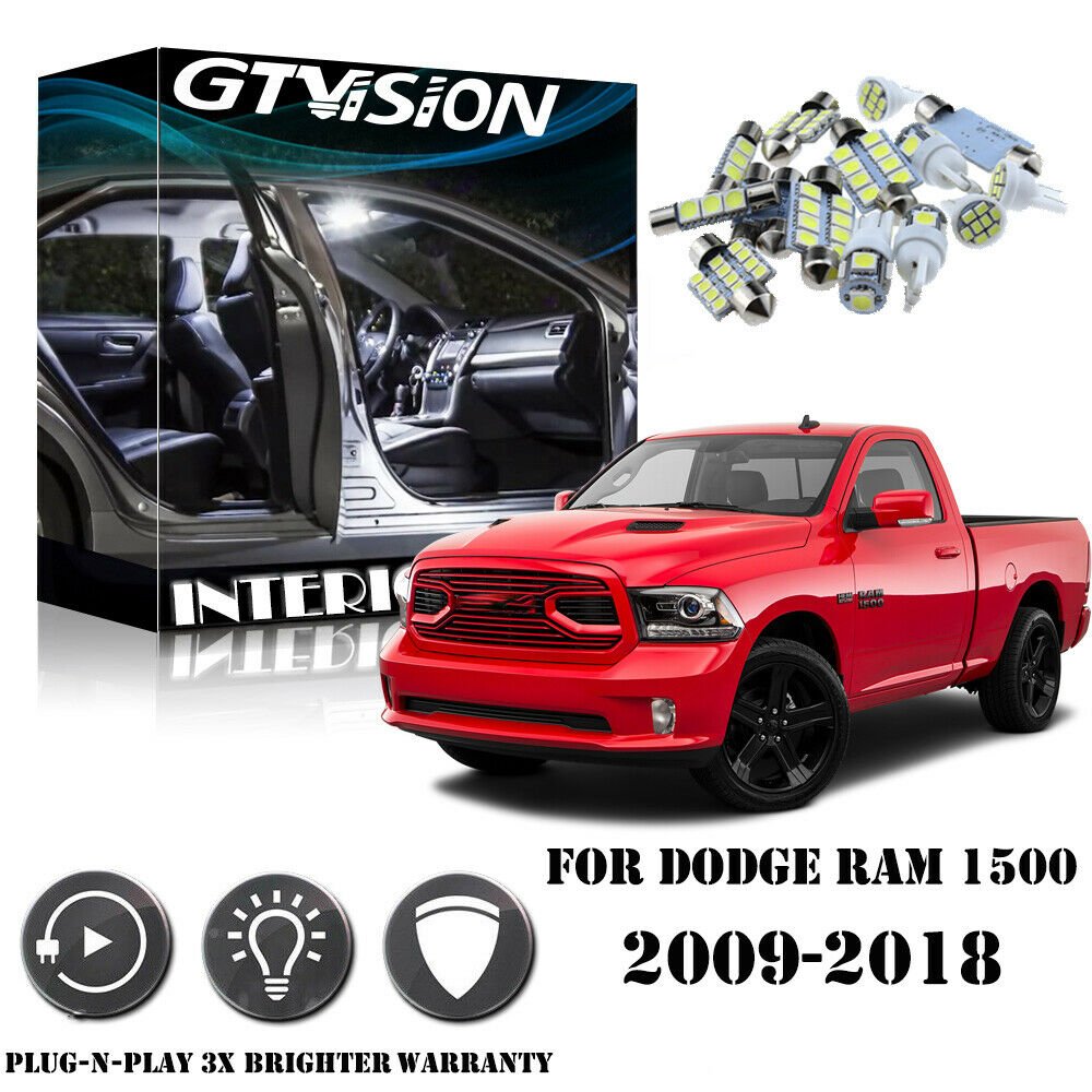 10x White Interior LED Light Kit Package For Dodge RAM 1500 2500 3500 2009-2018