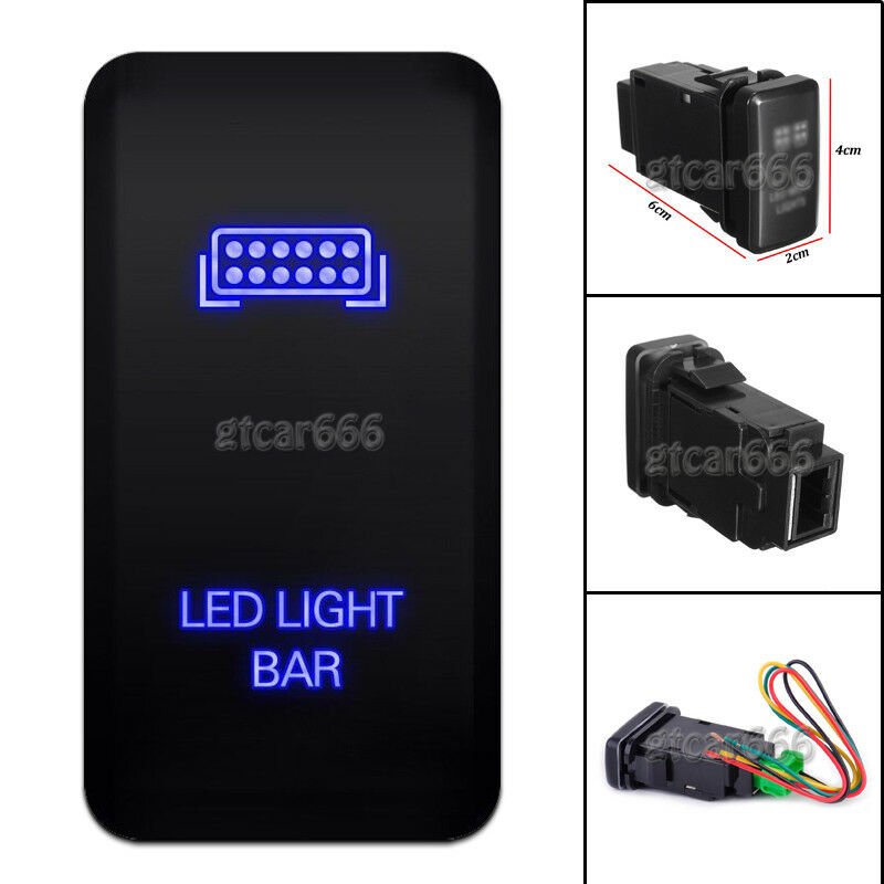Blue Switch Push Button LED LIGHT BAR for Toyota Hilux Tacoma Fortuner Tundra