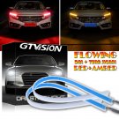 2x 45cm LED New Slim Headlight DRL Strip Light Sequential Flow Signal Red Yellow