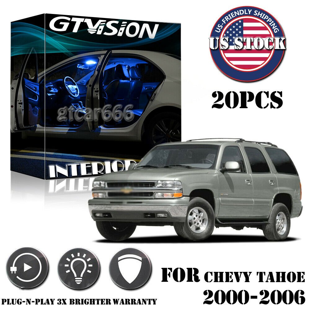 20x Blue LED Interior Lights Package Kit Fit 2000 - 2004 2005 2006 Chevy Tahoe