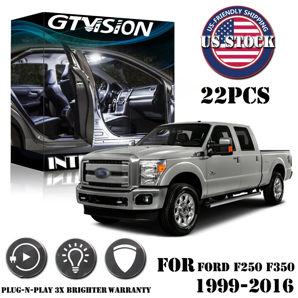 22x White LED Interior Light Package Kit Fit 1999 - 2015 2016 Ford F250 F350 #US