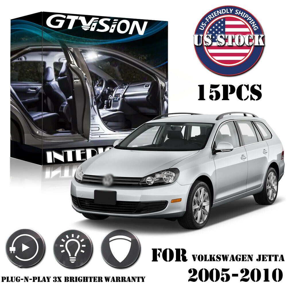 15x Error Free White LED Interior Lights Kit Fit 2005-2010 VW Jetta MKV MK5 #US