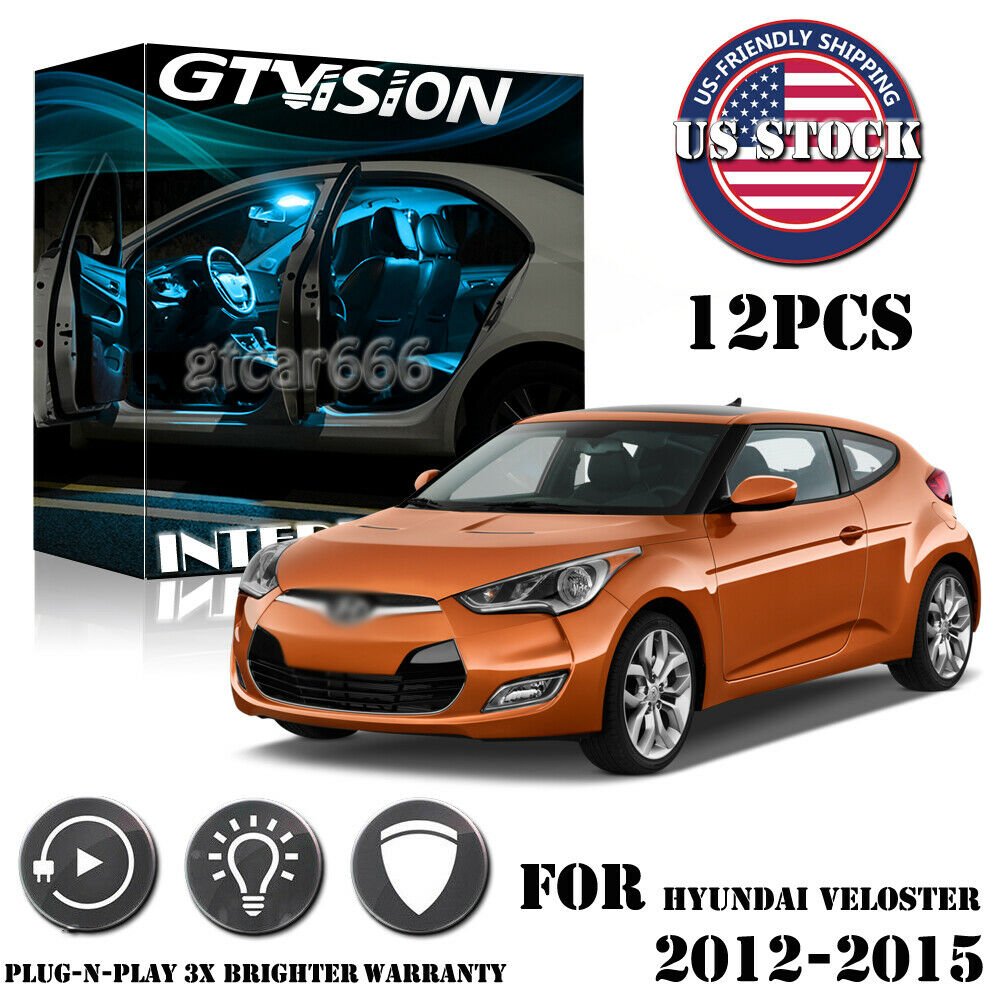 12x ICE Blue LED Interior Light Package Kit Fit Hyundai Veloster 2012-2014 2015