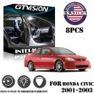 8x White LED Interior Light Package Kit Fit 2001 2002 2003 Honda Civic #US STOCK