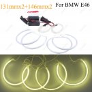 2*131MM + 2*146MM CCFL Angel Eye Halo Ring Yellow Headlight Lamp Kit For BMW E46