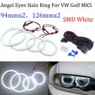 4Pcs White SMD Angel Eyes Halo Rings DRL For VW Golf 5 V MK5 2003-2009 Headlight
