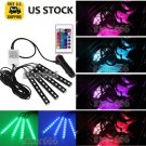 4PCS 5050SMD RGB Glow Interior LED Strip Under Dash Seat Footwell Lighting Kit