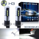 2X 15SMD H3 Extreme Bright Xenon White Projector LED DRL Driving Fog Light Bulbs