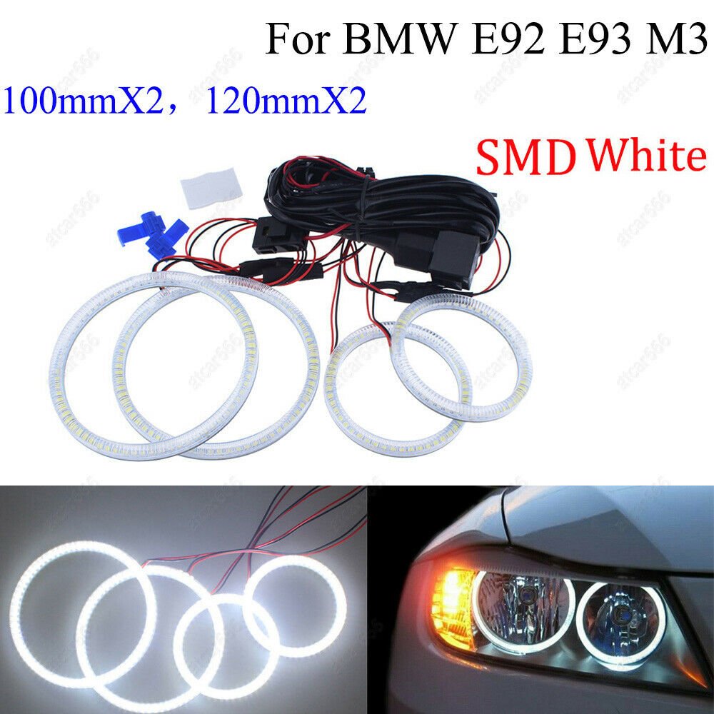 4x SMD LED Angel Eyes Halo Rings For BMW E92 E93 3 Series M3 Coupe Headlight DRL