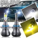 2x 9006 HB4 LED Fog Light Bulbs Dual Color White + Yellow Blinking Flash 2-Mode