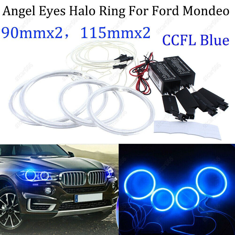 4Pcs For Ford Mondeo MK3 2002-2007 Headlight Blue CCFL Angel Eyes Halo Rings Kit
